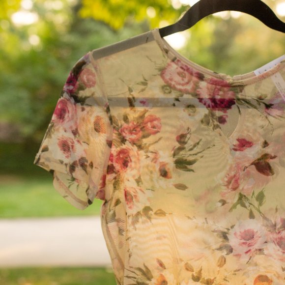 Nordstrom Brand Leith Mesh Floral Bodysuit - Picture 3 of 15